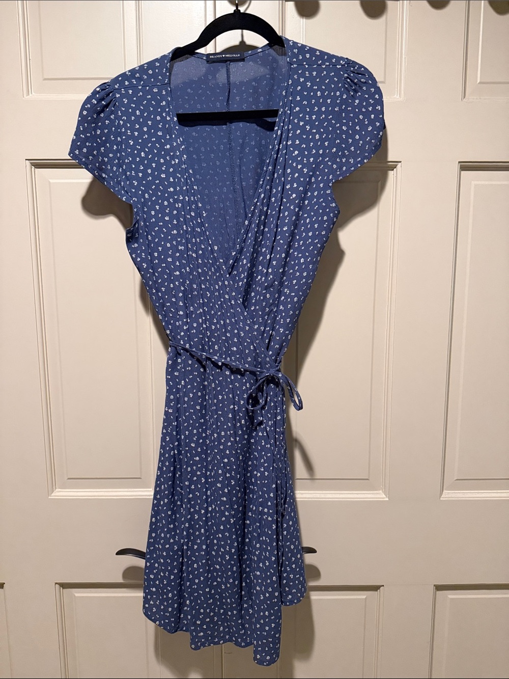 Brandy Melville Blue Floral Wrap Dress- one size